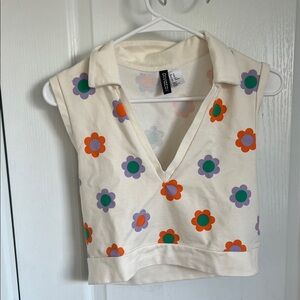 H&M Cream Floral Crop Top